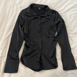 Black button down top
